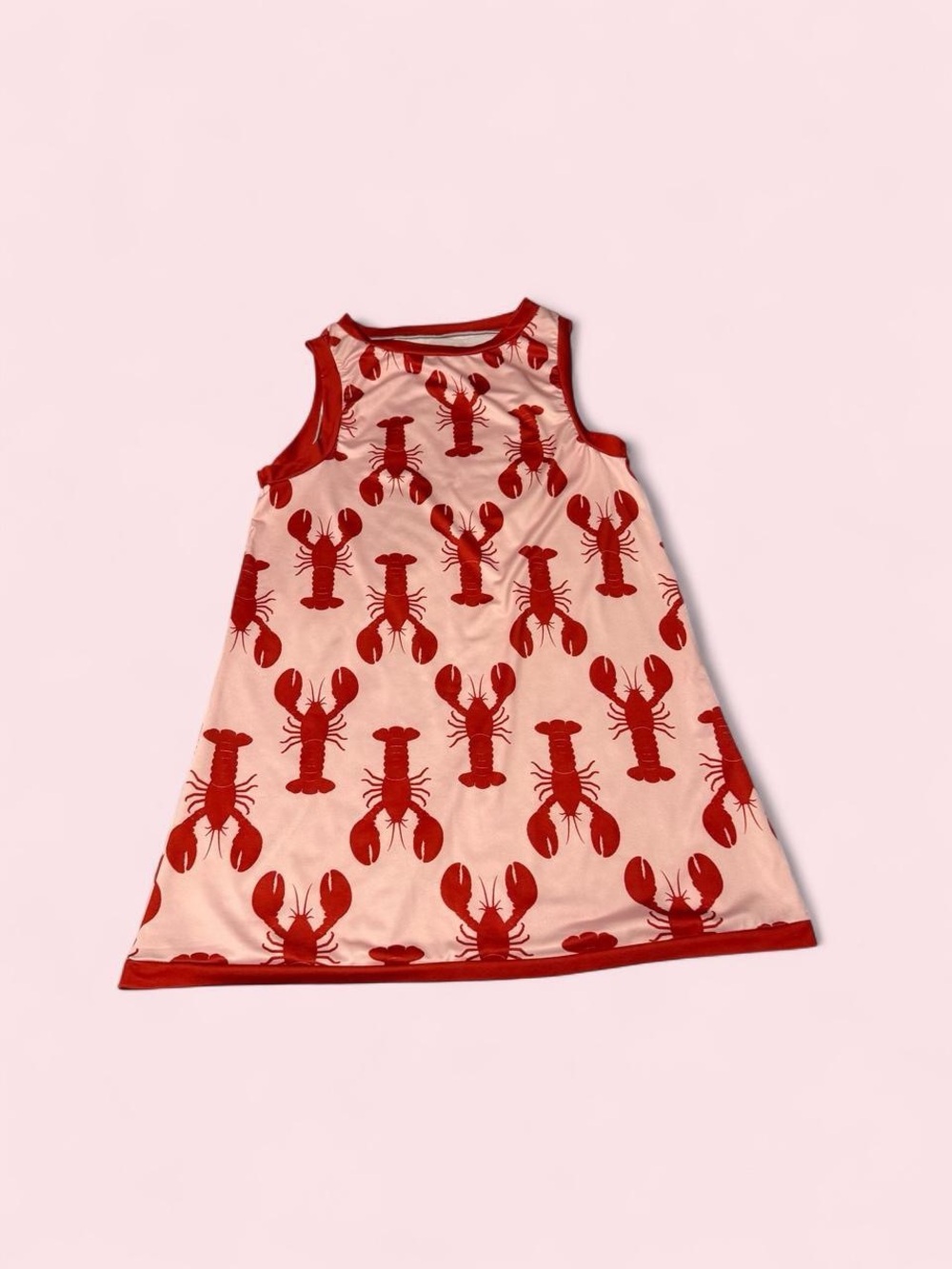 SHEIN Pink Tank Dress with Red Lobster Print